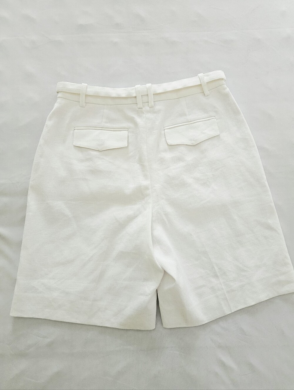 J. Crew Pleated 9" Trouser Shorts White Linen Blend Belted 4 NWT - Picture 4 of 12